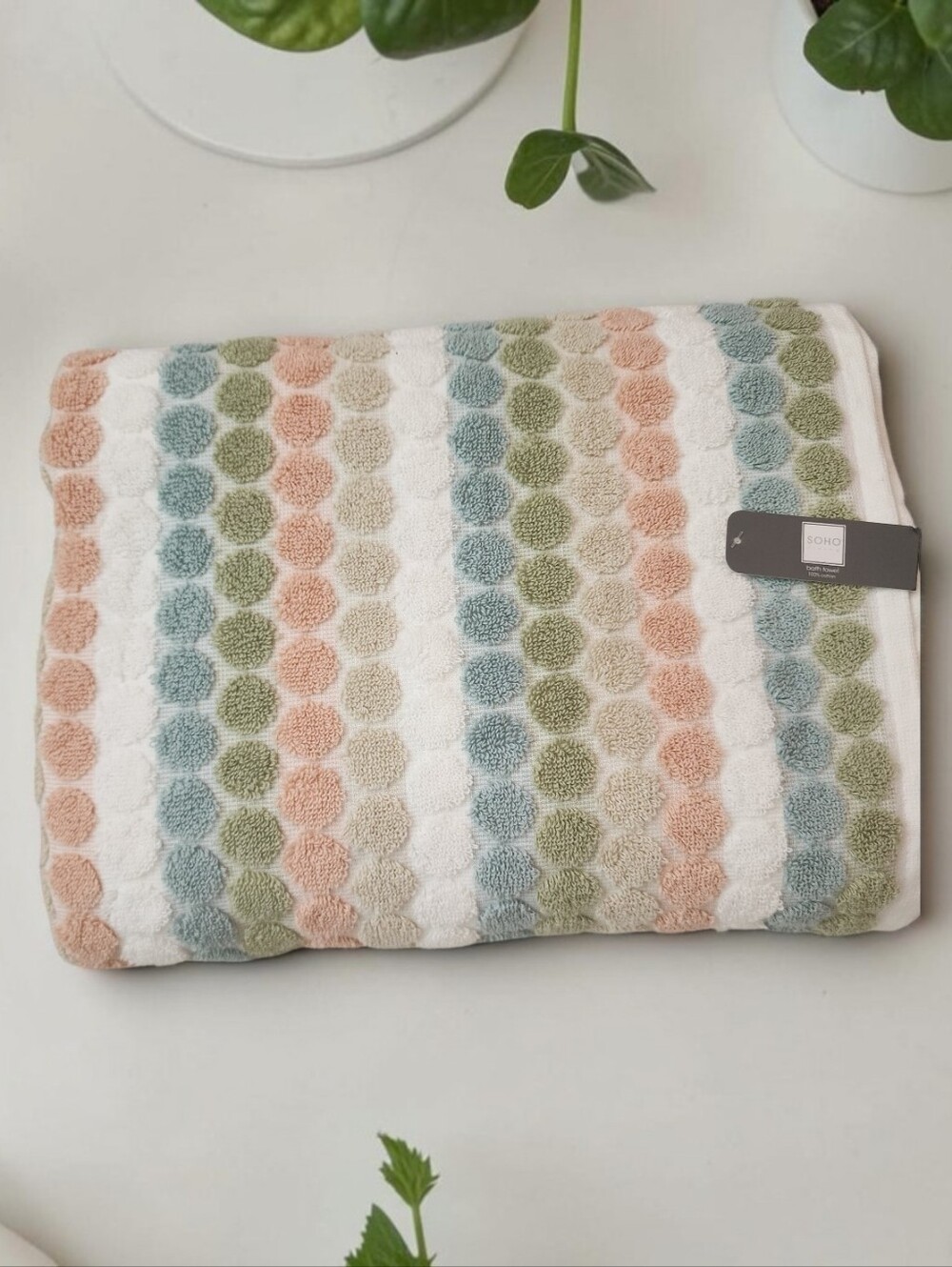 SOHO Living Dot 100% Cotton Towel Set 2-Piece Bath Towels Multicolored.